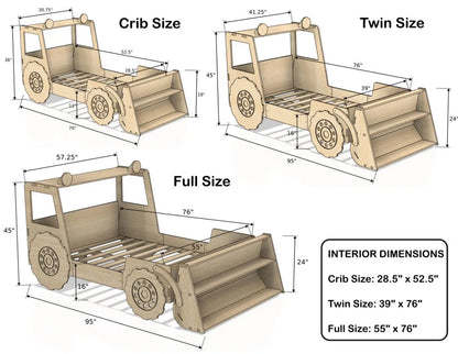Tractor Toddler Bed — Solid Baltic Birch Wood Kids Bed Frame