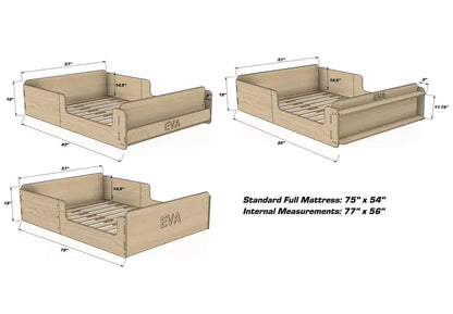 Montessori Floor Bed for Toddlers — Solid Wood with Optional Bookshelf or Toy Shelf Front