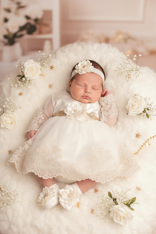 Newborn Baby Girl Lace Dress Lifestyle
