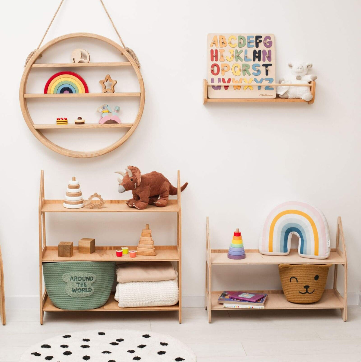 Montessori Toy Shelf for Toddlers — Non-Toxic Wood Playroom Organizer