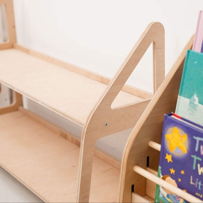 Montessori Toy Shelf for Toddlers — Non-Toxic Wood Playroom Organizer