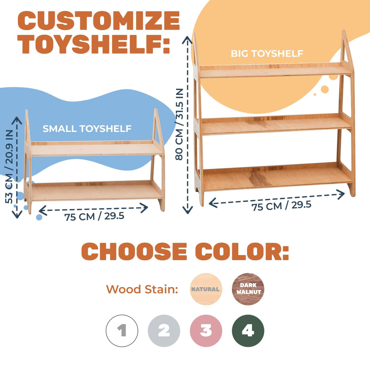 Montessori Toy Shelf for Toddlers — Non-Toxic Wood Playroom Organizer