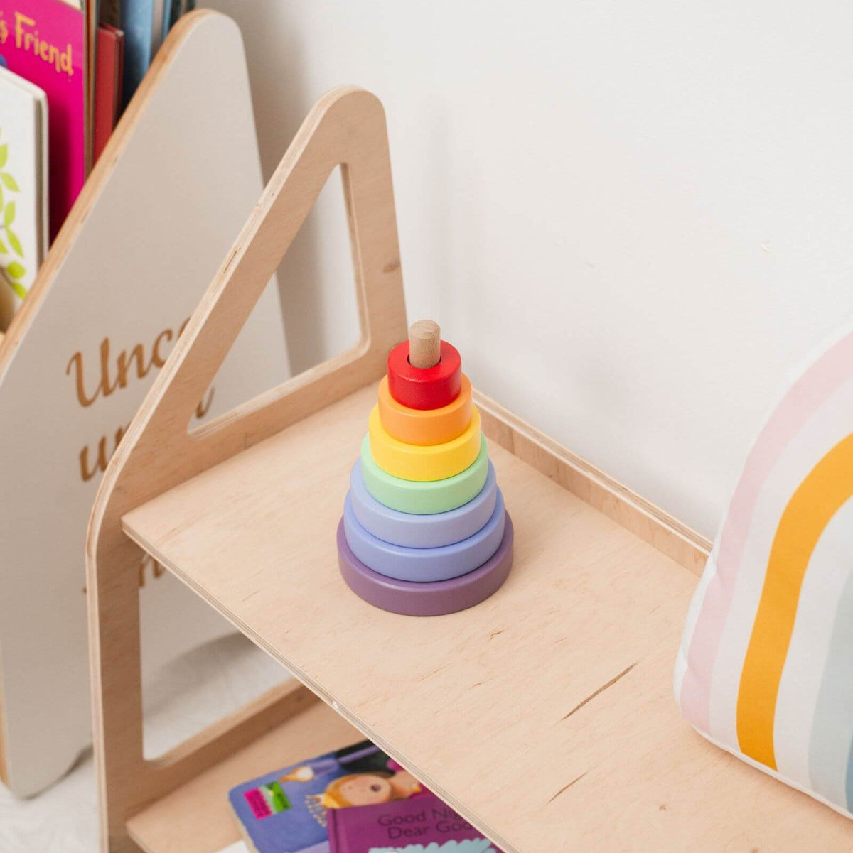 Montessori Toy Shelf for Toddlers — Non-Toxic Wood Playroom Organizer